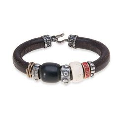 MB085N Pulsera Plata de Palo CARSON resina blanca y negra