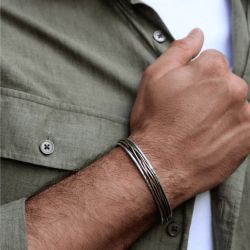 MB116A Pulsera PLATA DE PALO Man en plata de ley y bronce