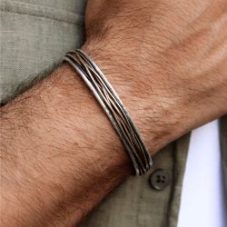 MB116A Pulsera PLATA DE PALO Man en plata de ley y bronce