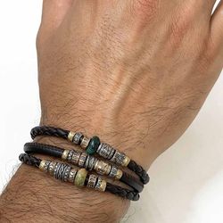 MB159X Pulsera de hombre PLATA DE PALO modelo ATOR de cuero liso