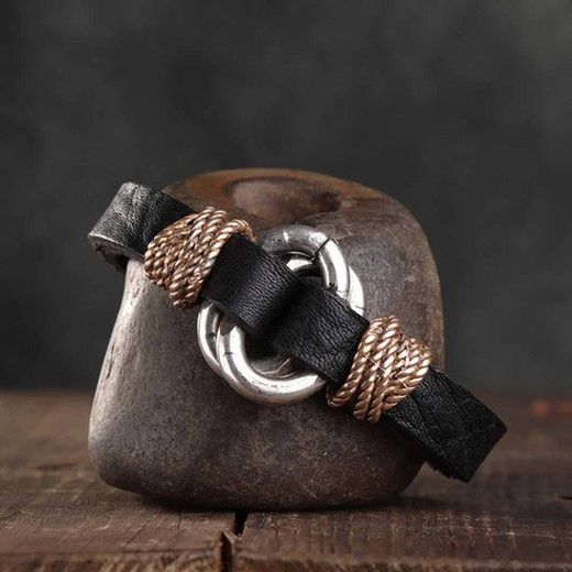 MB165X Pulsera PLATADEPALO modelo Danko cuero de hombre