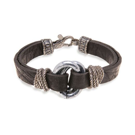 MB165X Pulsera PLATADEPALO modelo Danko cuero de hombre