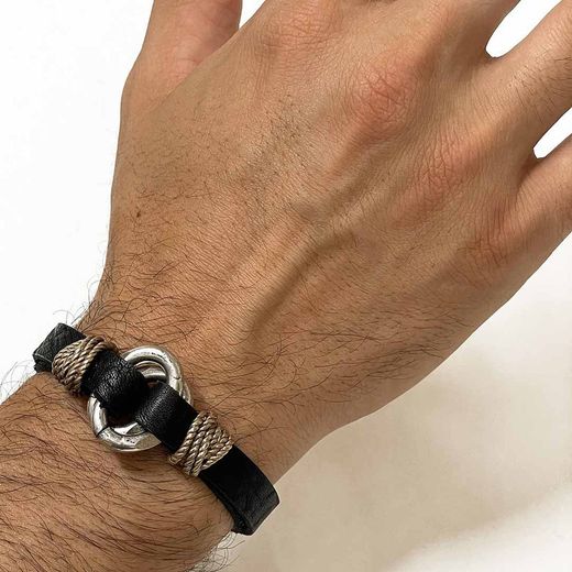 MB165X Pulsera PLATADEPALO modelo Danko cuero de hombre