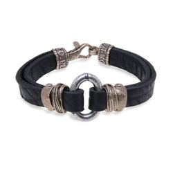 MB166X Pulsera PLATADEPALO de cuero plano