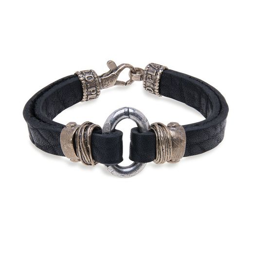MB166X Pulsera PLATADEPALO de cuero plano