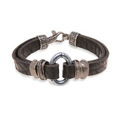 MB166X Pulsera PLATADEPALO de cuero plano