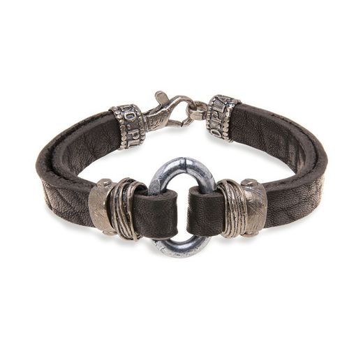 MB166X Pulsera PLATADEPALO de cuero plano