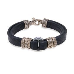MB167X Pulsera PLATADEPALO cuero para hombre
