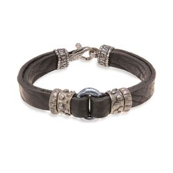 MB167X Pulsera PLATADEPALO cuero para hombre