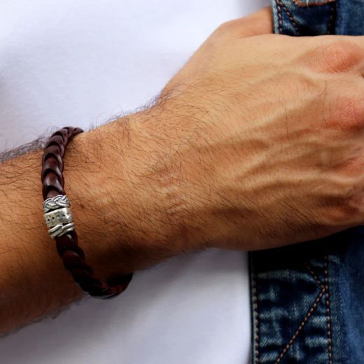 MB16A Pulsera de hombre Plata de Palo de plata decorativa