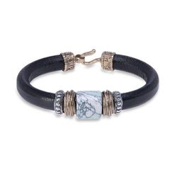 MB174X Pulsera Plata de Palo de cuero Kiran para hombre