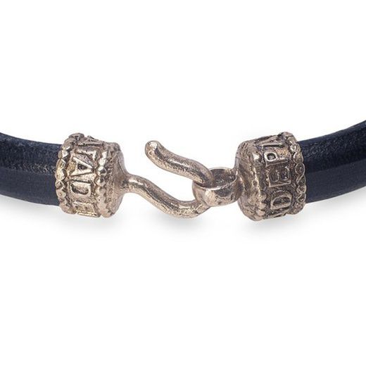MB175X Pulsera Plata de Palo de cuero Brahma para hombre