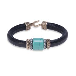 MB175X Pulsera Plata de Palo de cuero Brahma para hombre