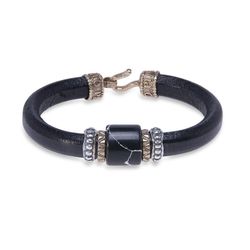 MB176X Pulsera Plata de Palo de cuero Madhur para hombre