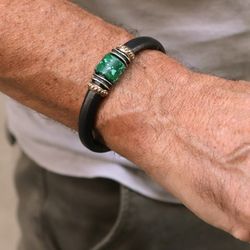 MB177X Pulsera Plata de Palo de cuero Hari para hombre