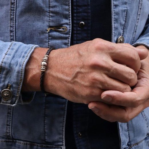 MB178X Pulsera Plata de Palo de cuero Narendra para hombre