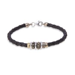 MB181X Pulsera Plata de Palo de cuero Agni para hombre
