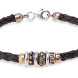 MB181X Pulsera Plata de Palo de cuero Agni para hombre