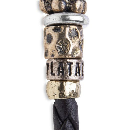 MB183X Pulsera Plata de Palo de cuero colección Anand para hombre