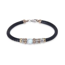 MB188X Pulsera Plata de Palo modelo Homa de cuero para hombre con pieza central color mármol