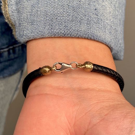 MB188X Pulsera Plata de Palo modelo Homa de cuero para hombre con pieza central color mármol