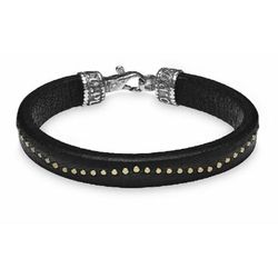 MB18A Pulsera PLATA DE PALO hombre de piel y bronce elegante