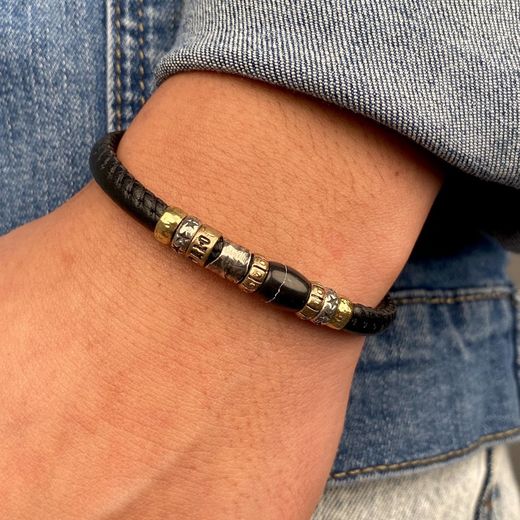 MB190X Pulsera Plata de Palo modelo Rolfo de cuero para hombre