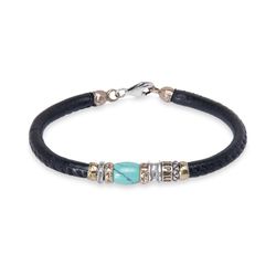 MB191X Pulsera PLATA DE PALO modelo Fran de cuero para hombre piezas de bronce y plata con resina central color turquesa