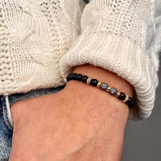 MB192X Pulsera Plata de Palo para hombre elástica modelo Dimsu de bolas