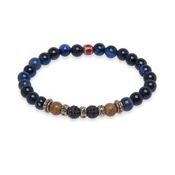 MB196X Pulsera Plata de Palo modelo Trum de bolas para hombre elástica y dos bolas en pavé con circonitas