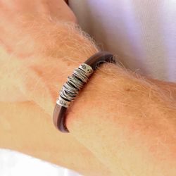 MB19F Pulsera de hombre Plata de Palo hecha de plata y cierre con gancho