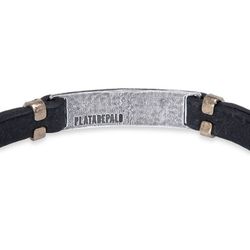 MB206X Pulsera Plata de Palo de hombre colección Gomo de cuero plata y bronce