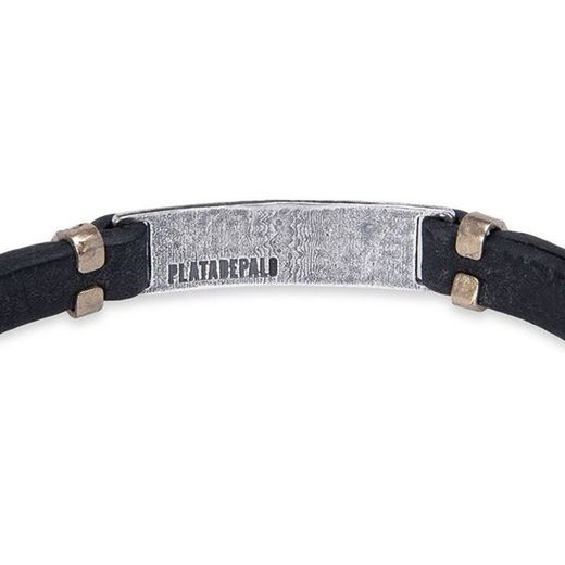 MB206X Pulsera Plata de Palo de hombre colección Gomo de cuero plata y bronce