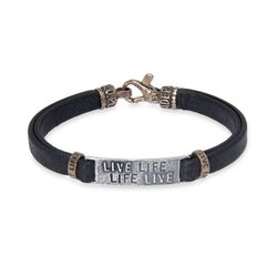 MB206X Pulsera Plata de Palo de hombre colección Gomo de cuero plata y bronce