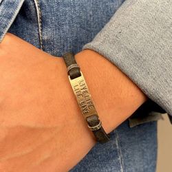 MB207X Pulsera Plata de Palo de hombre modelo Zaba de cuero, plata y bronce para hombre