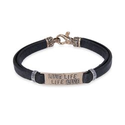 MB207X Pulsera Plata de Palo de hombre modelo Zaba de cuero, plata y bronce para hombre