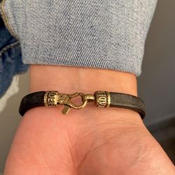 MB207X Pulsera Plata de Palo de hombre modelo Zaba de cuero, plata y bronce para hombre