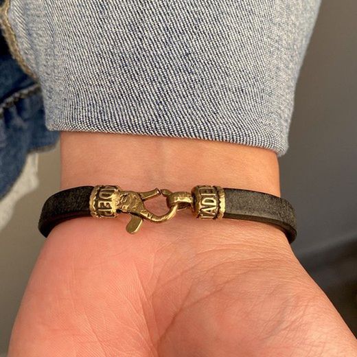 MB207X Pulsera Plata de Palo de hombre modelo Zaba de cuero, plata y bronce para hombre