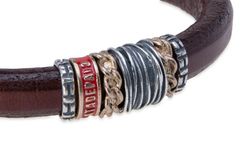 MB216X Pulsera Plata de Palo unisex elaborada en cuero, plata de ley y bronce modelo Orlen