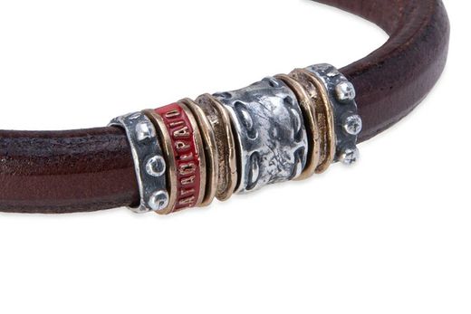MB220X Pulsera PLATA DE PALO unisex de cuero de alta calidad, plata 925 y bronce colección Melian