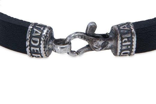MB232X Pulsera Plata de Palo de cuero con el sello de plata 925 colección Celdrin
