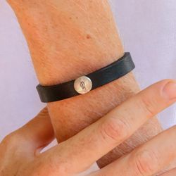 MB232X Pulsera Plata de Palo de cuero con el sello de plata 925 colección Celdrin