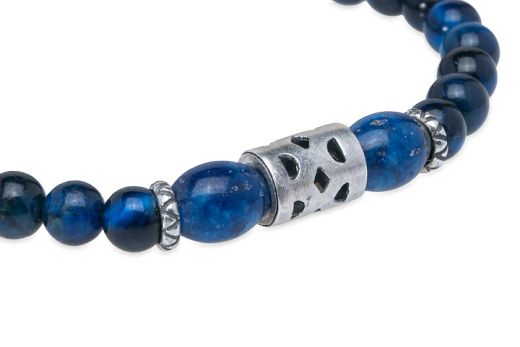 MB248X Pulsera PLATA DE PALO de Hombre Bolas colección Indigo piedras lapislázuli