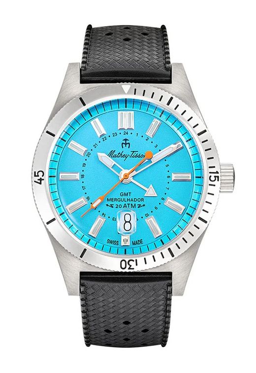 Mergulhador GMT MRGSK Un reloj deportivo y elegante para hombre, Mathey Tissot Swiss Made, es una pieza de inspiración fuerte y robusta que cuenta con un movimiento Swiss Made cuarzo analógico