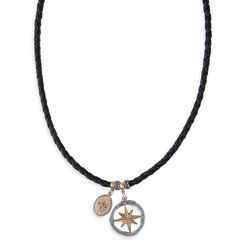 MN023X Collar Plata de Palo cuero en plata 925 y bronce