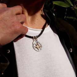 MN023X Collar Plata de Palo cuero en plata 925 y bronce