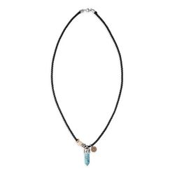 MN024X Collar Carracedo PLATA DE PALO de hombre cuero trenzado y turquesa