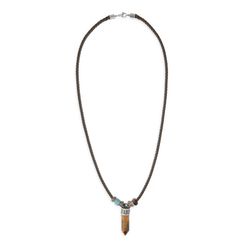 MN025X Collar Obolski PLATA DE PALO hombre artesanal hecho a mano de cuero, plata y bronce
