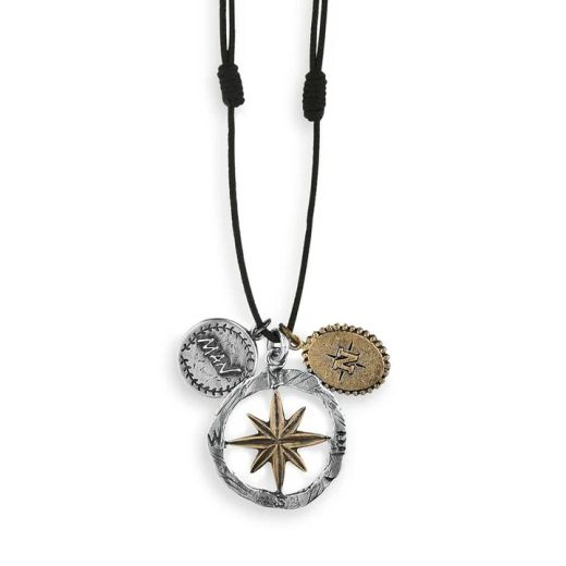 MN3B Colgante Plata de Palo nylon, plata, bronce, estrella