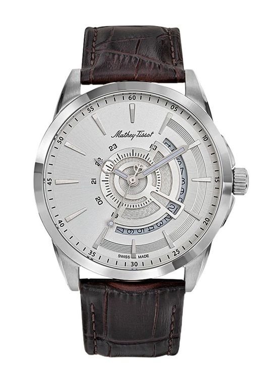Mondo H711AS Reloj Mathey Tissot Swiss Made para hombre, esfera blanca super discreta y refinada, correa de cuero, Movimiento ronda 515 de cuarzo Swiss Made